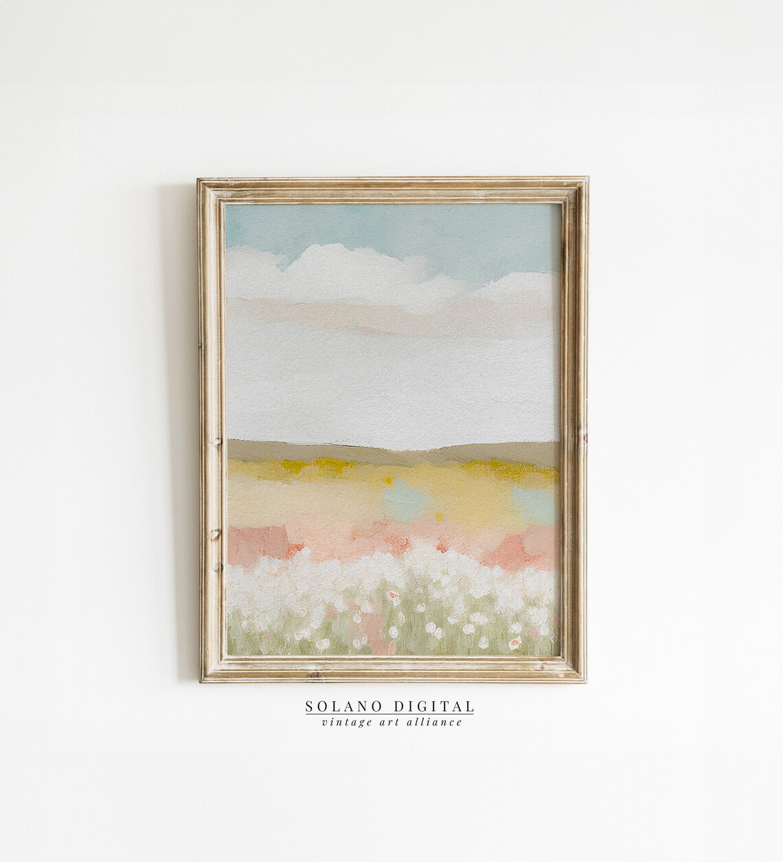 Spring Landscape Art Print, Country Farmhouse Pastel