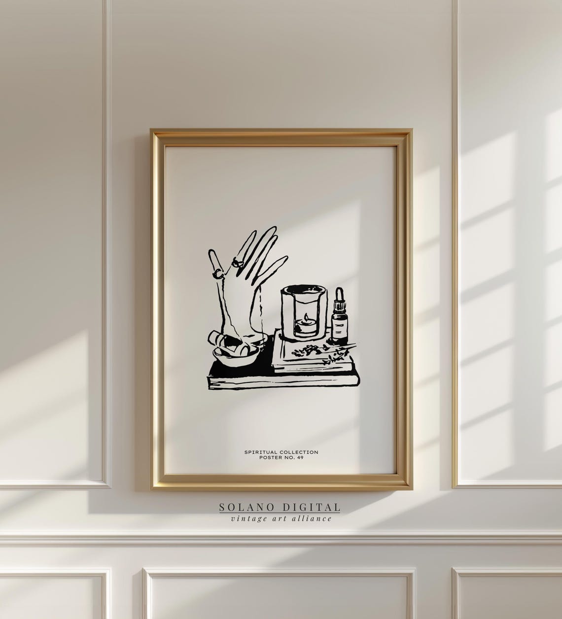 Spiritual Self Care Wall Art Meditation Altar Poster Boho Candle Decor Line Drawing Artwork