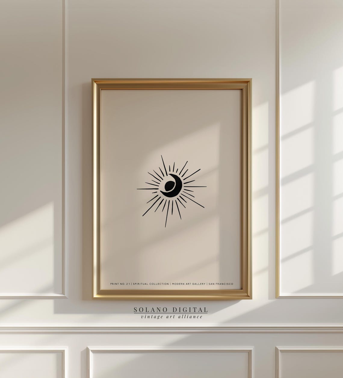 Celestial Sun Moon Line Art Poster Spiritual Collection Boho