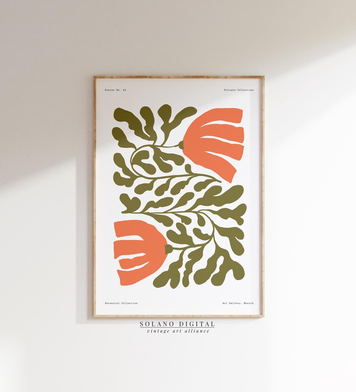 Modern Botanical Wall Art Print Abstract Coral Flower Poster Minimalist Boho Decor For Living Room