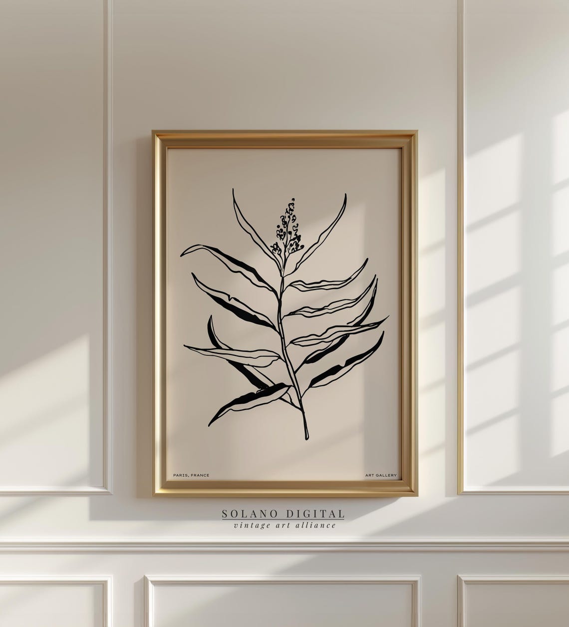 Minimalist Botanical Line Drawing Black Plant Wall Art Print Modern Leaf Neutral Decor Poster