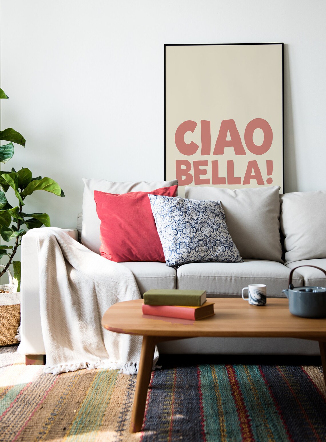 Ciao Bella Retro Italian Love Quote Art Print - Image 2