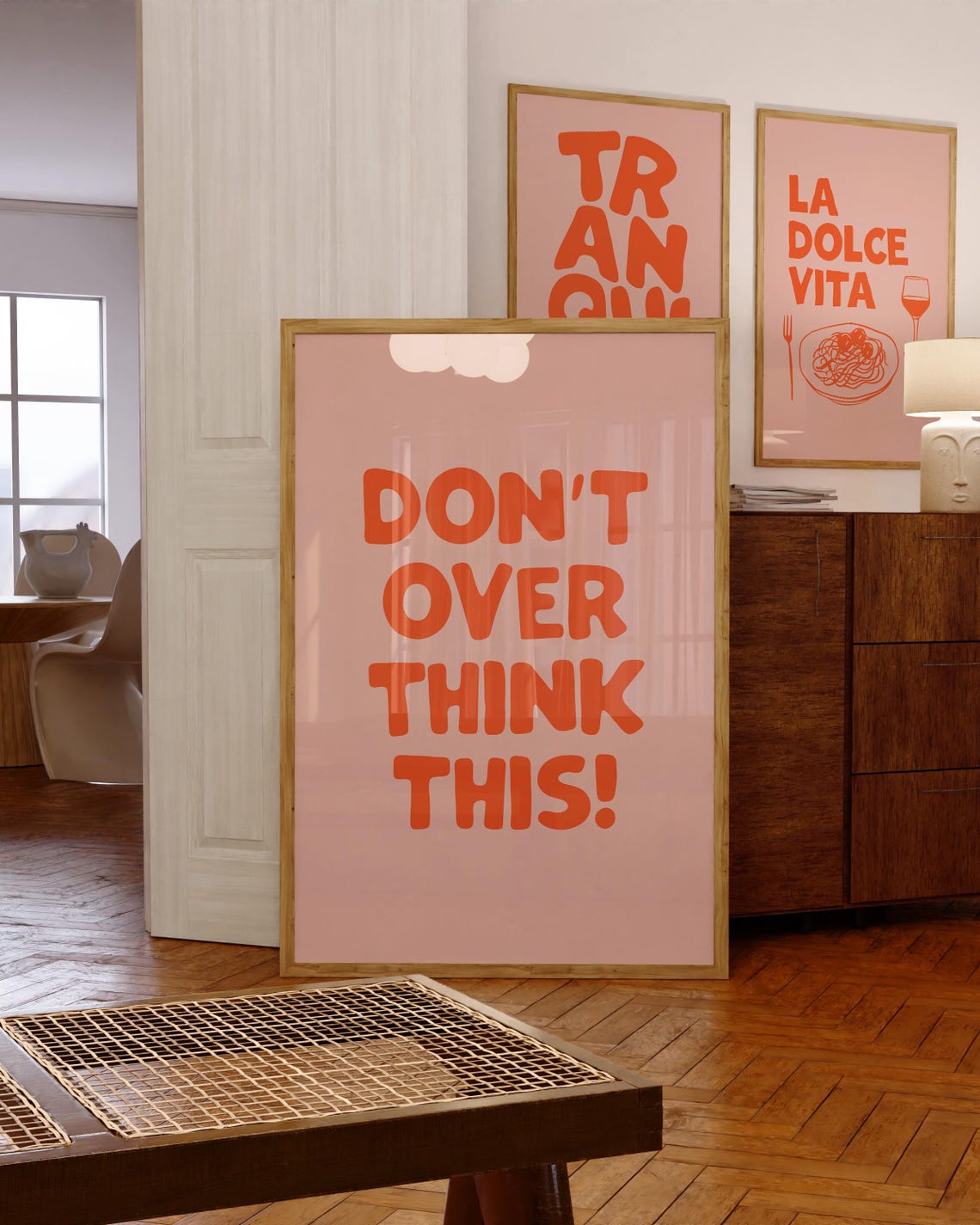 Dont Overthink This Poster Print Orange Pink Wall Art Minimalist Inspirational Decor Study Room Poster Dorm Art Motivational Power Print