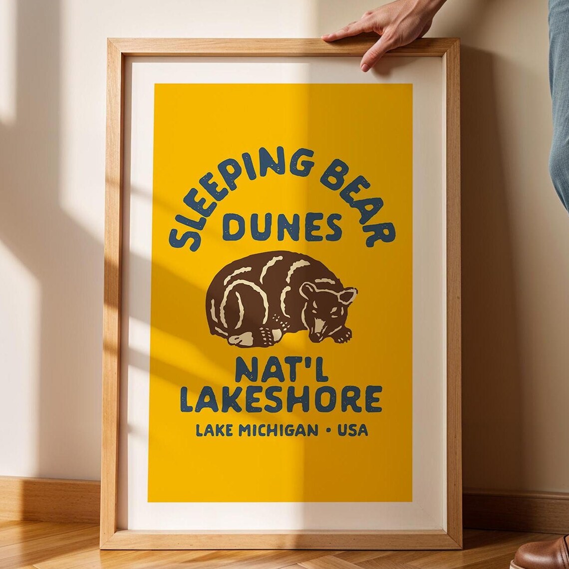 Sleeping Bear Dunes Retro Michigan Travel Poster