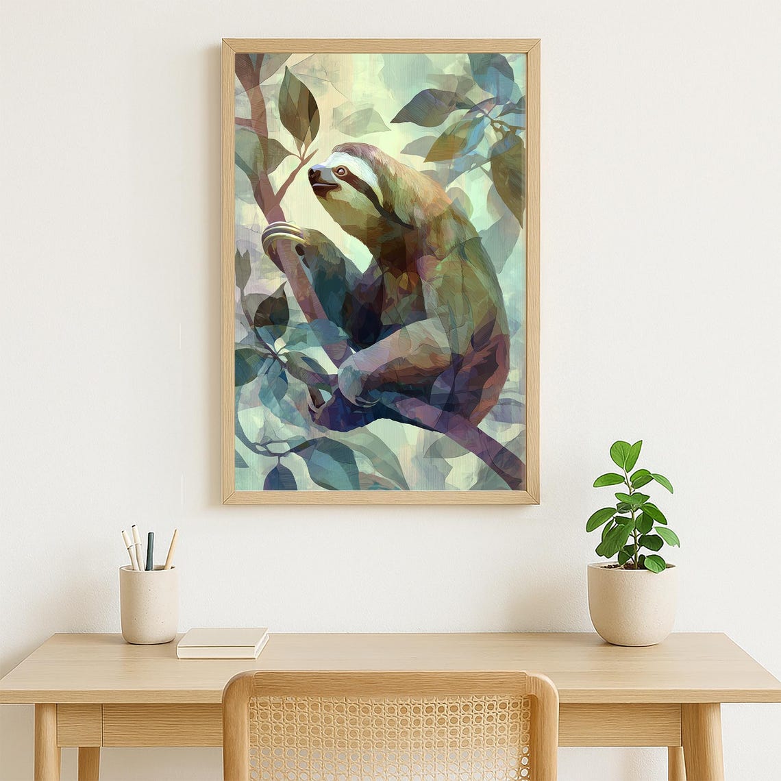 Colorful Sloth Jungle Tree Animal Illustration Art Print - Image 4