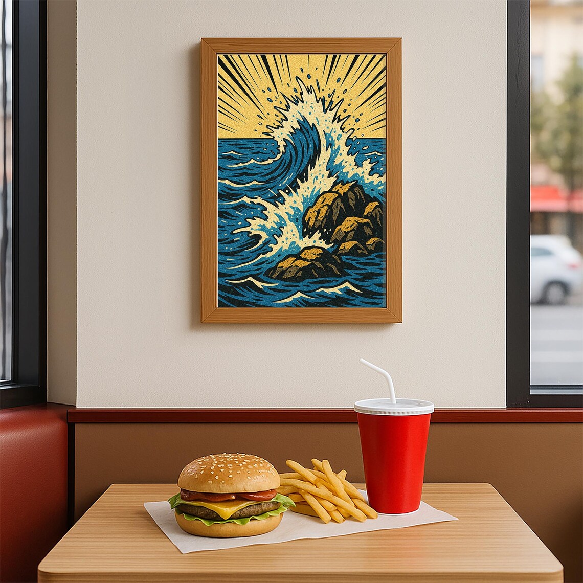 Retro Pop Art Ocean Wave, Vintage Coastal Splash - Image 4