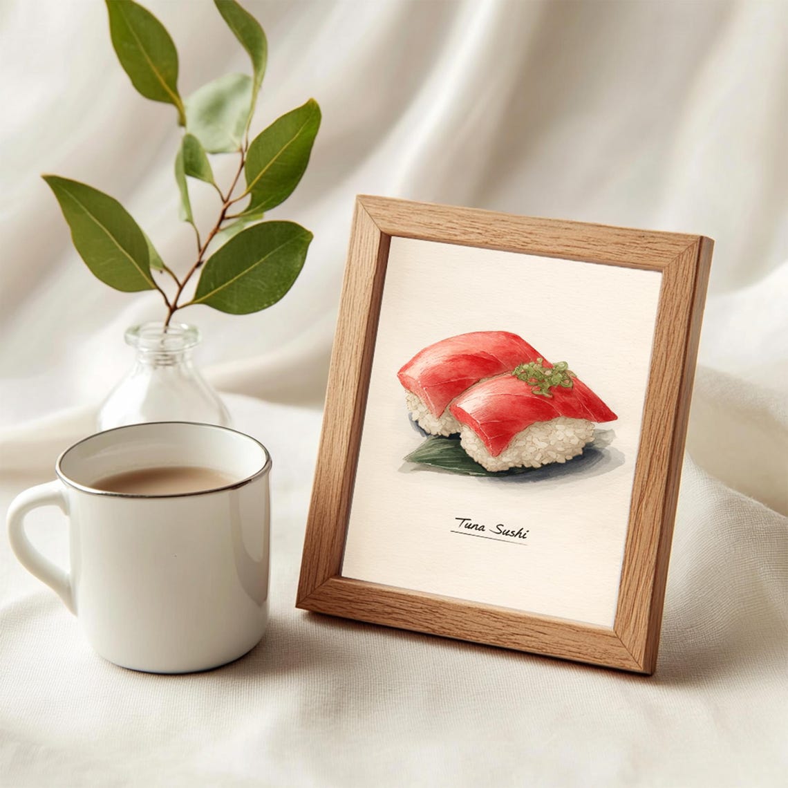 Tuna Sushi Nigiri Watercolor Kitchen Food Illustration Poster - Image 3