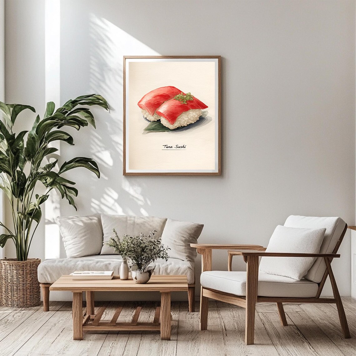 Tuna Sushi Nigiri Watercolor Kitchen Food Illustration Poster - Image 6