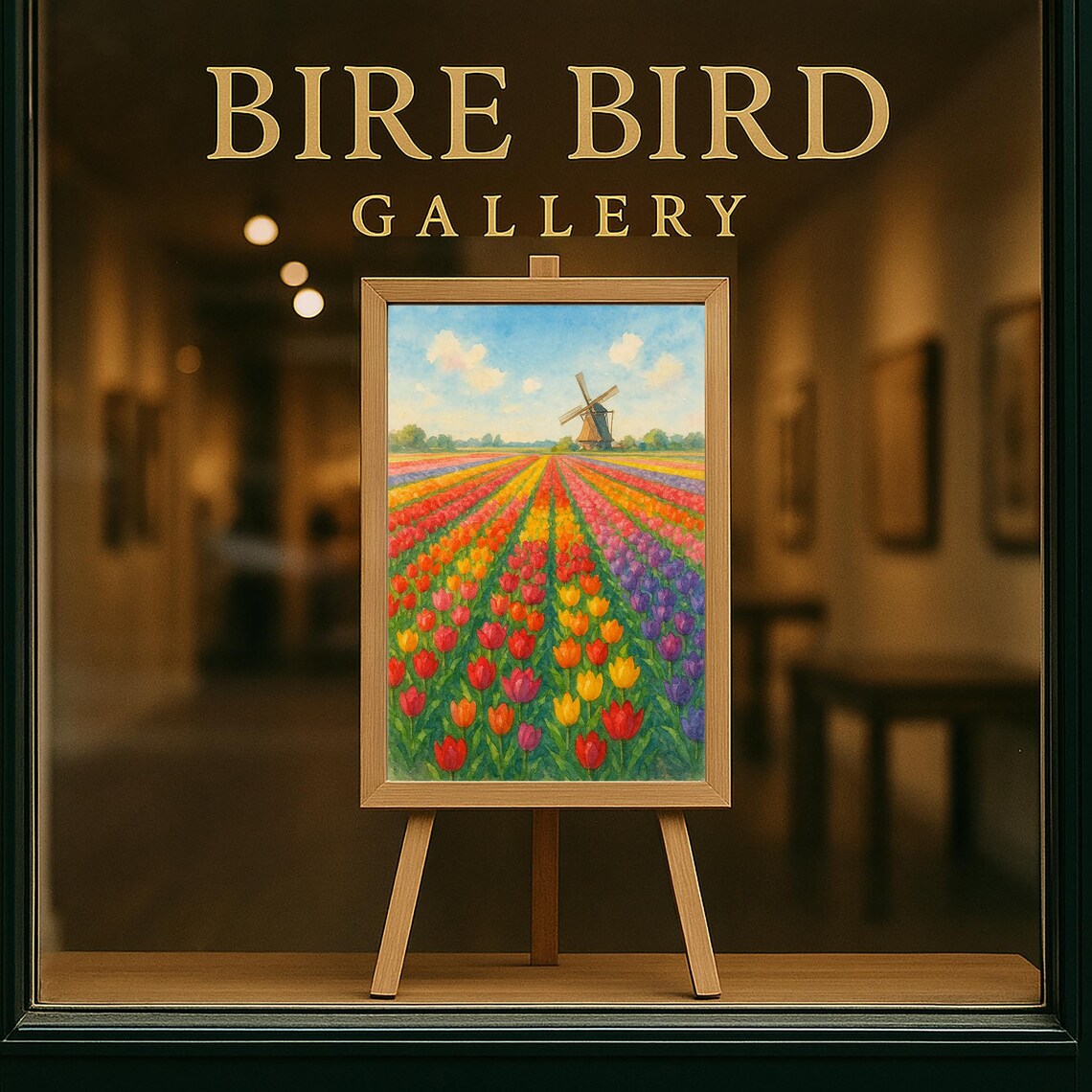 Dutch Tulip Field Watercolor Colorful Windmill Spring Poster - Image 5