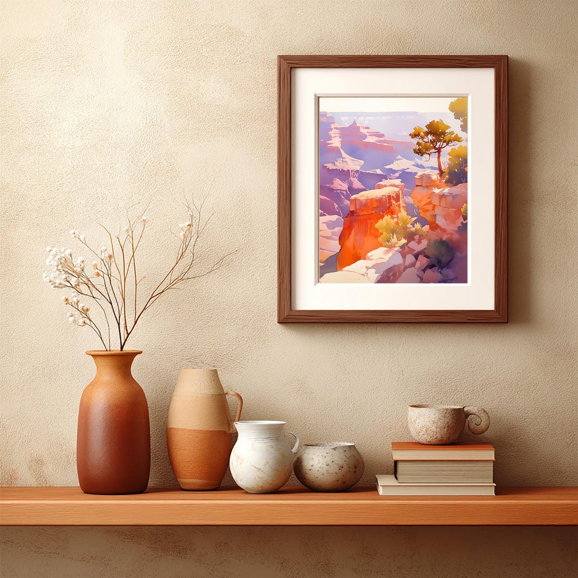 Great Canyon Landscape Scenery Art Print Wall Deco Watercolor - Image 3