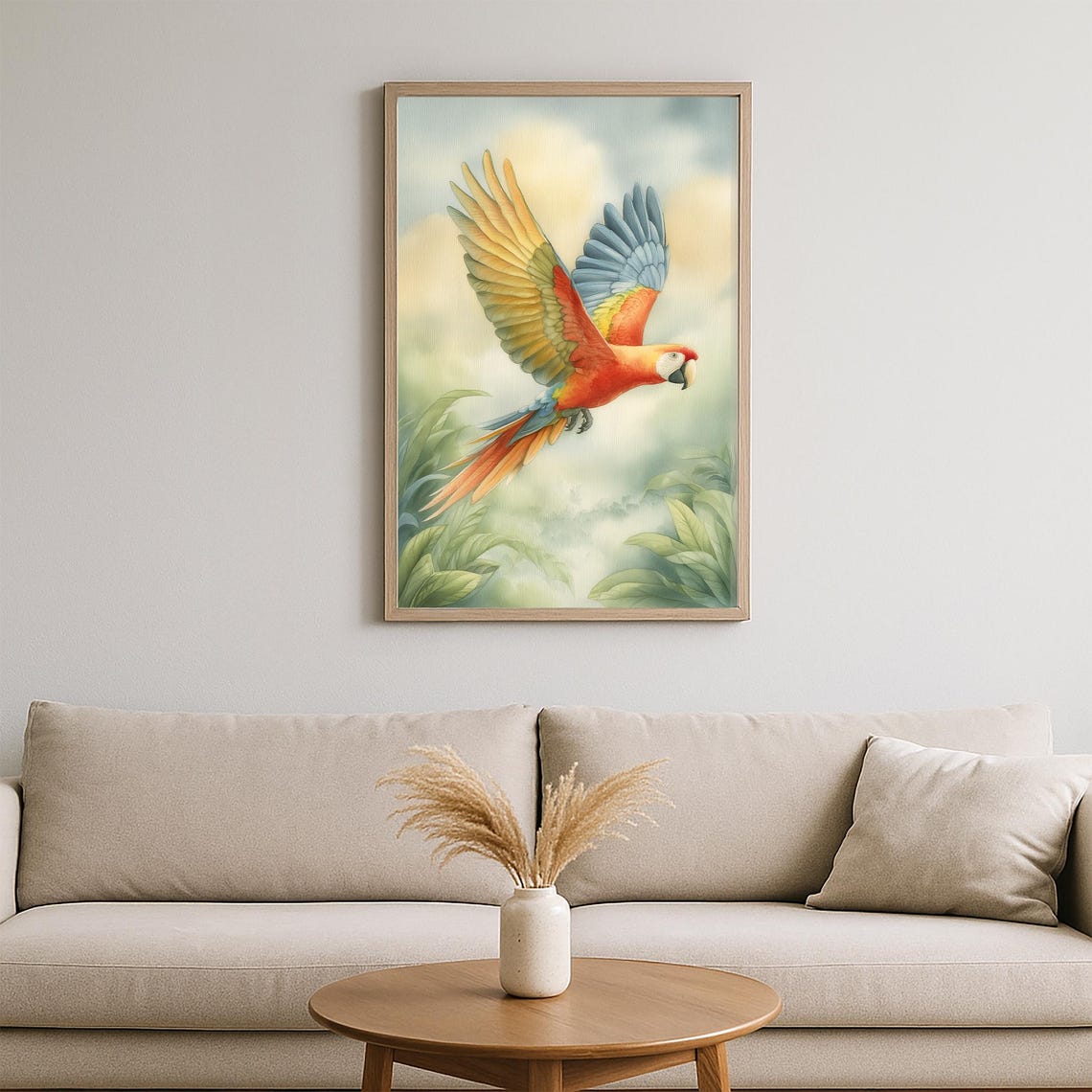 Scarlet Macaw in Flight Colorful Parrot Watercolor Jungle Poster - Image 2