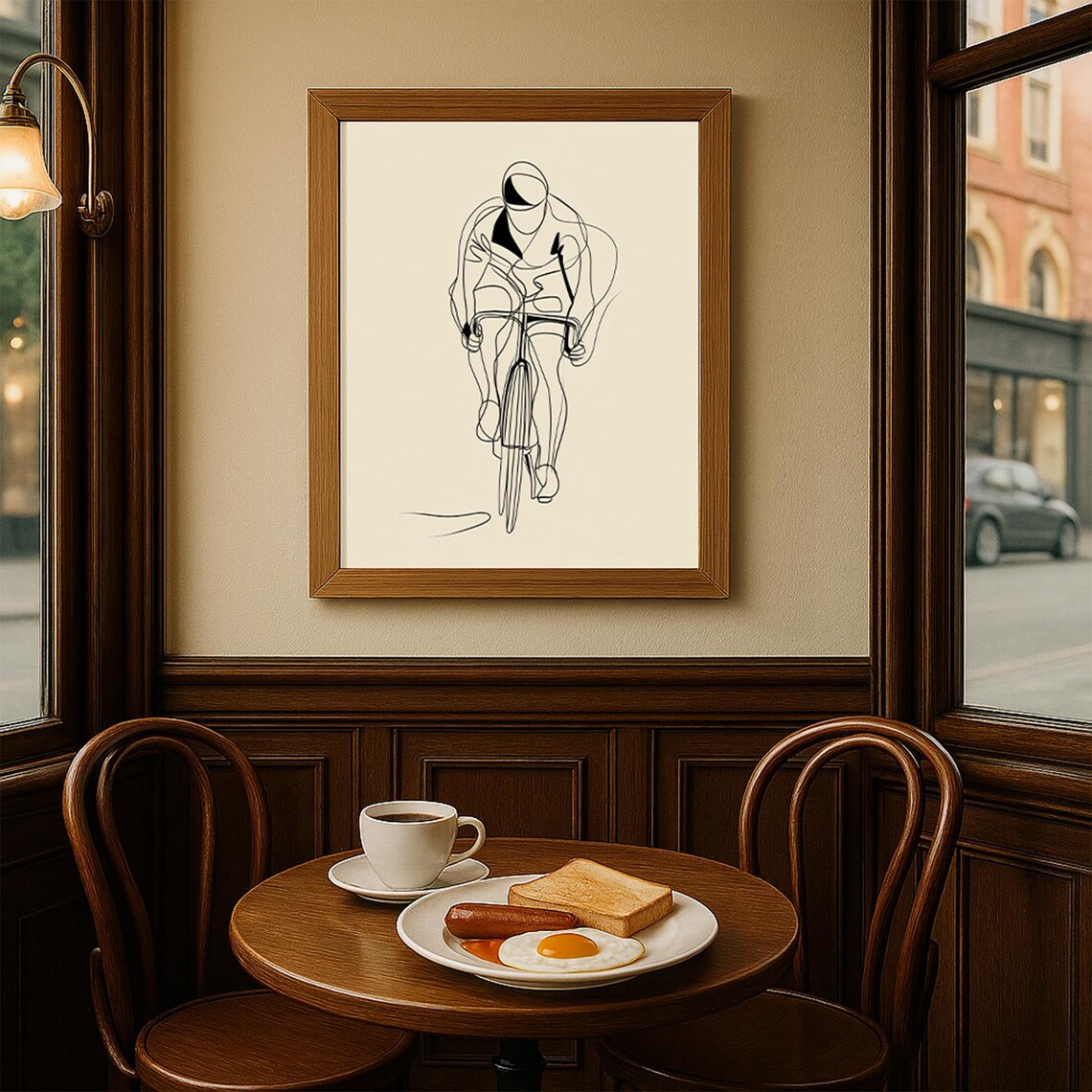 Minimalist Bicycle Line Art Cycling Race Sports Wall Decor Print - Image 4