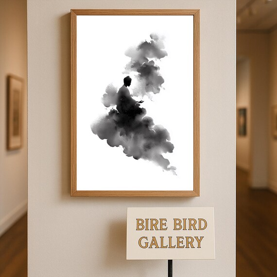 Meditative Woman Portrait Abstract Art Soft Pastel Brushstroke Painting Feminine Mindfulness Wall Print Modern Boho