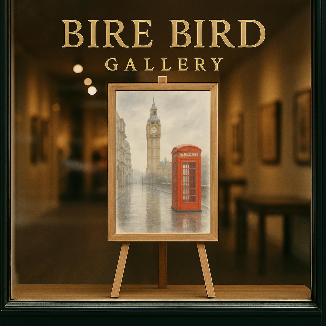 London Watercolor Big Ben Red Telephone Booth Rainy Street Poster - Image 5