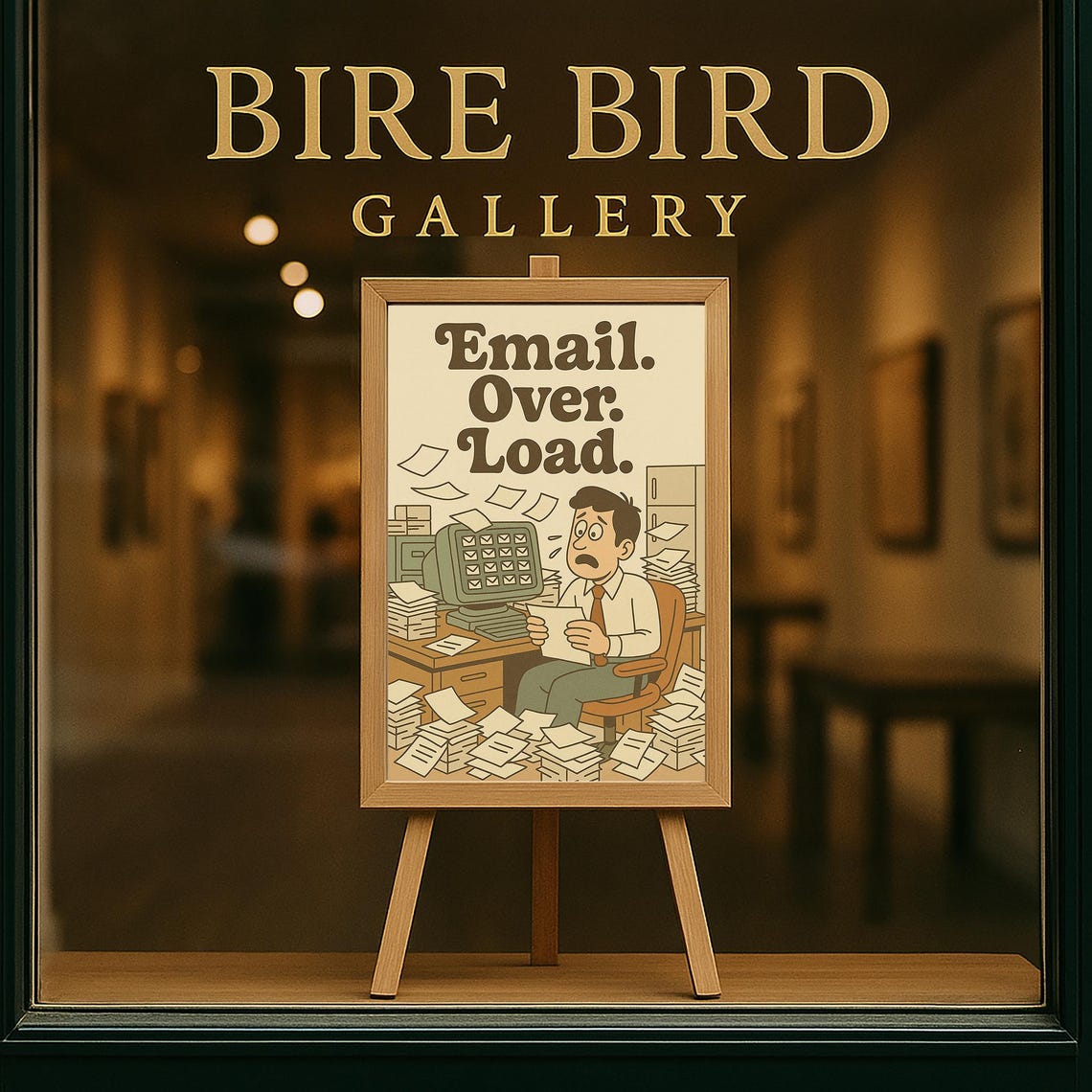 Email Over Load Funny Retro Office Humor Chaos Inbox Quote Poster - Image 5
