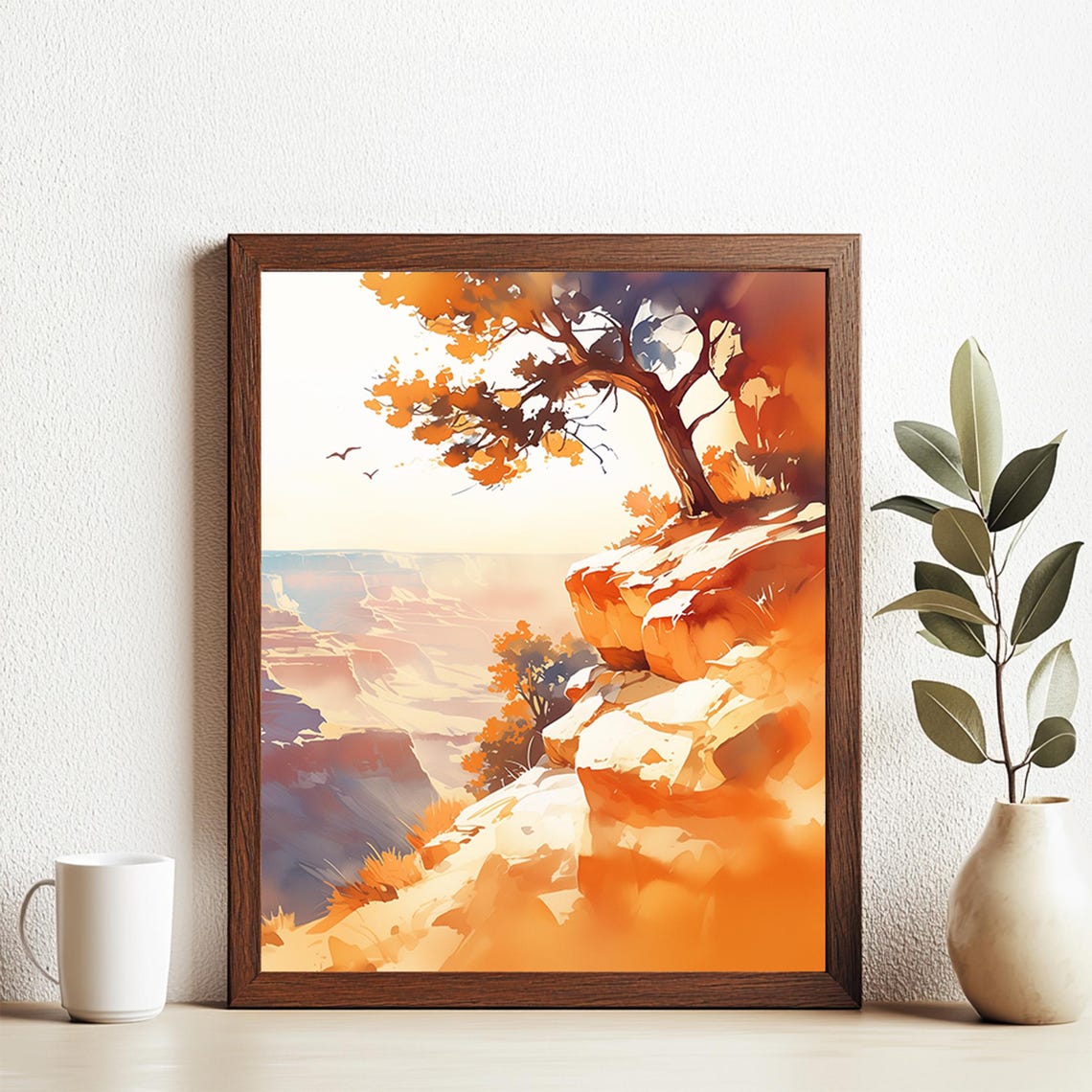 Watercolor Great Canyon Landscape Scenery Art Print Wall Deco