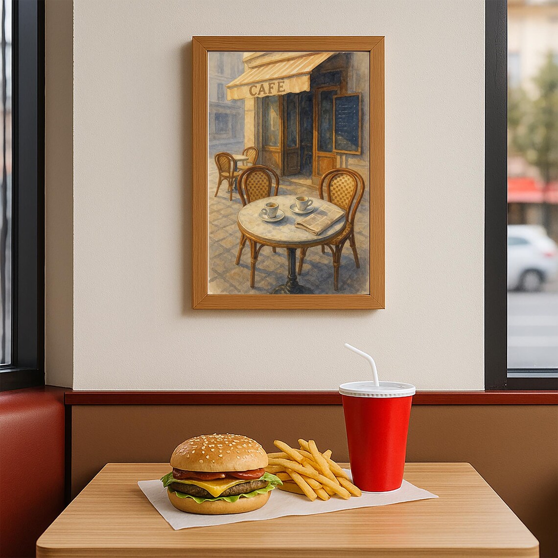 Charming Street Cafe Terrace Coffee Morning Watercolor Poster - Image 3