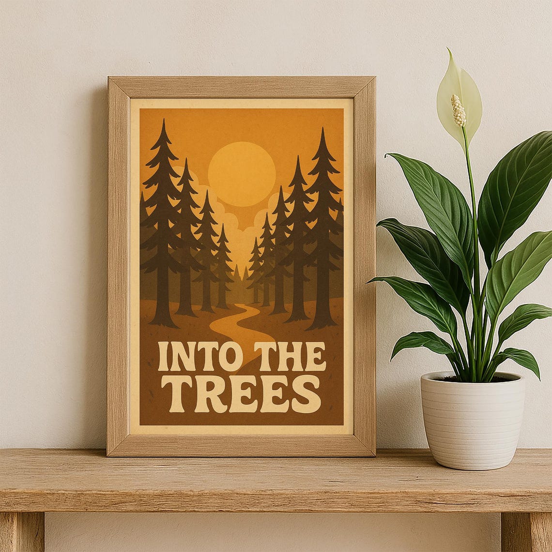 Into The Trees Retro Forest Poster I 70s Nature Hiking Wall Art Vintage Wilderness - Image 3