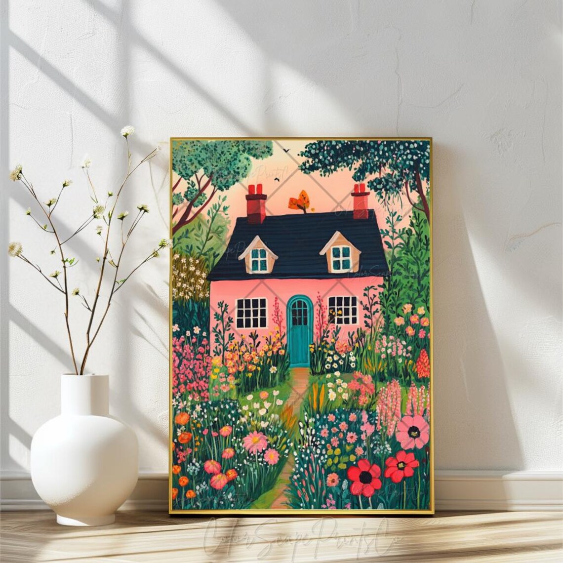 Flower Garden Illustration Art Print, Whimsical Spring - Image 4
