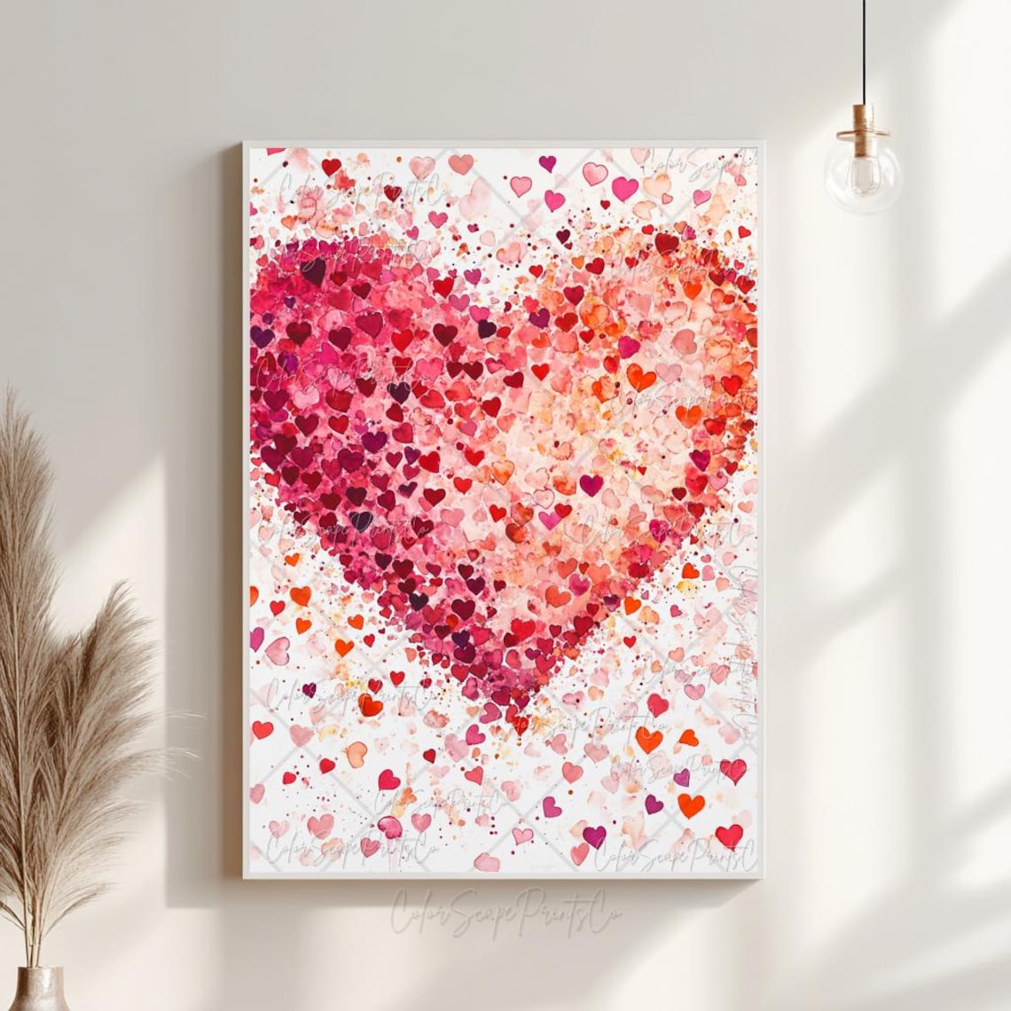 Watercolor Heart Made of Tiny Hearts Valentine Love Art Poster - Image 4