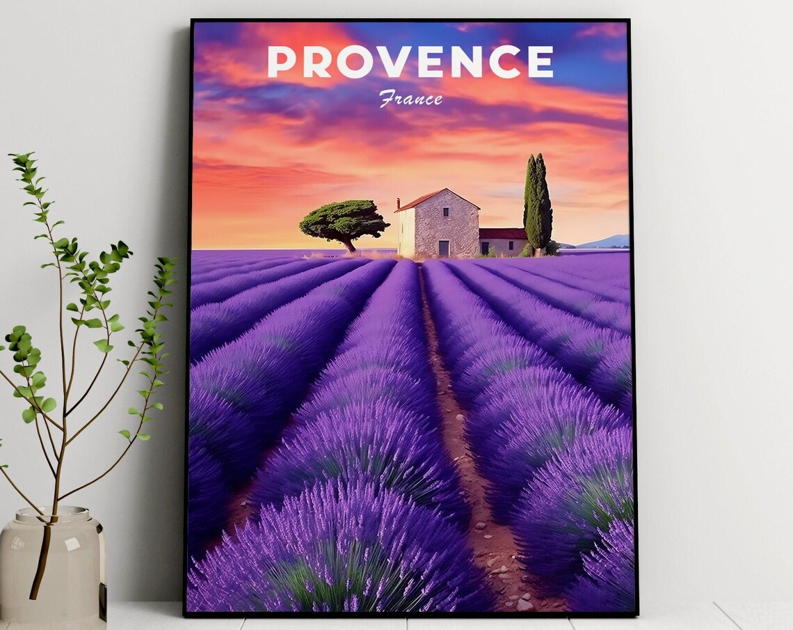 Provence France Travel Poster, Lavender Fields