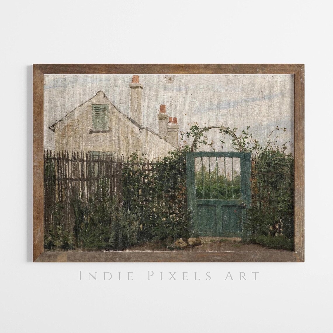 Vintage Garden Gate Country Cottage Door Antique Painting Wall Art