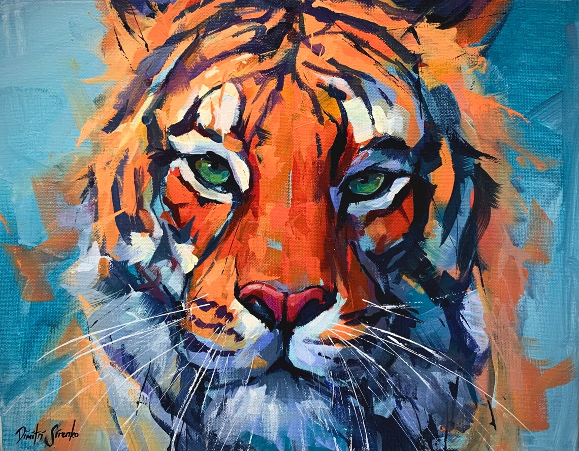 Regal Tiger Portrait Art Print, Wild Cat