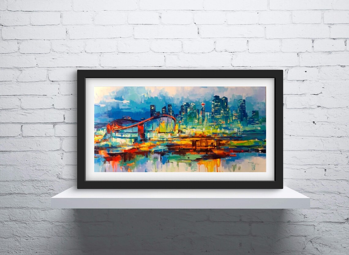 Calgary Skyline Travel Poster, Alberta City Print