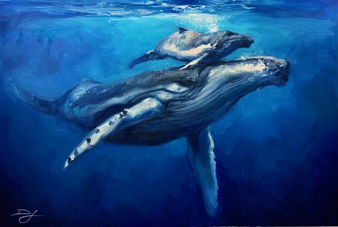 Humpback Whale Poster, Ocean Sea Life Art Print
