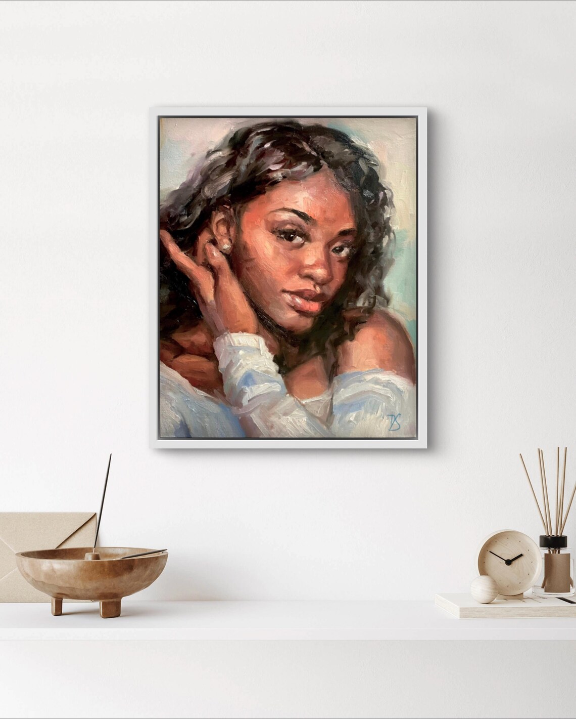 Young Woman Portrait Gentle Gaze Oil Painting Beauty Art Poster - Image 3