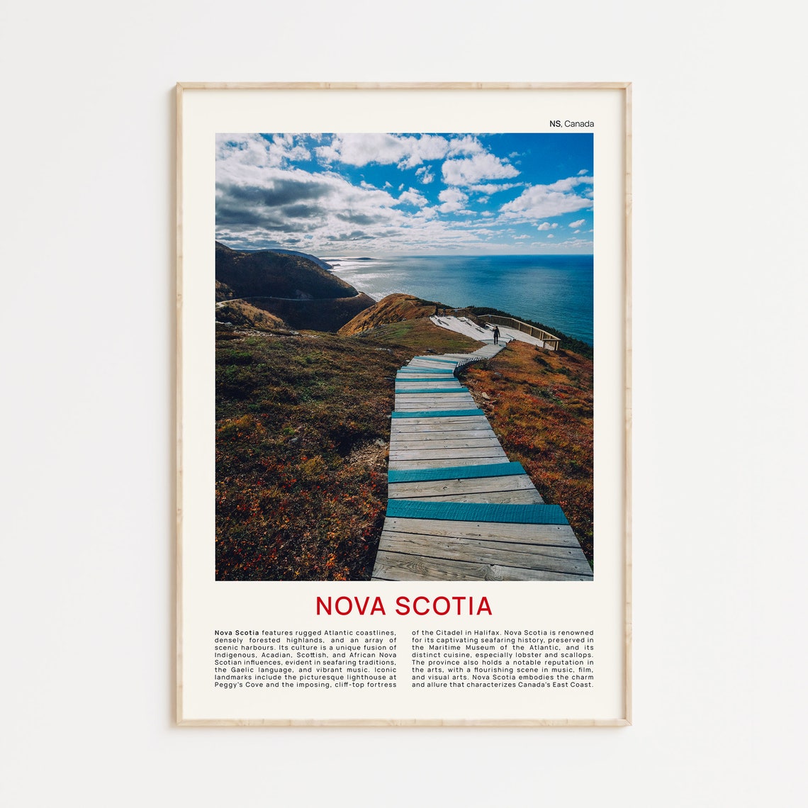 Nova Scotia Cliff Boardwalk Atlantic Coast Canada Travel Poster