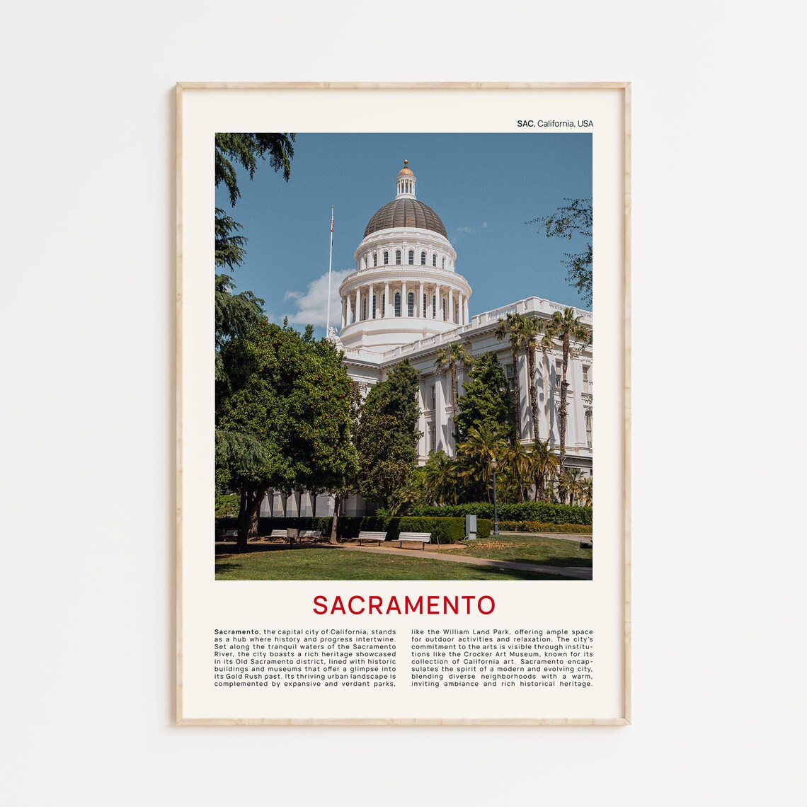 Sacramento California State Capitol Dome Film Photo Wall Poster