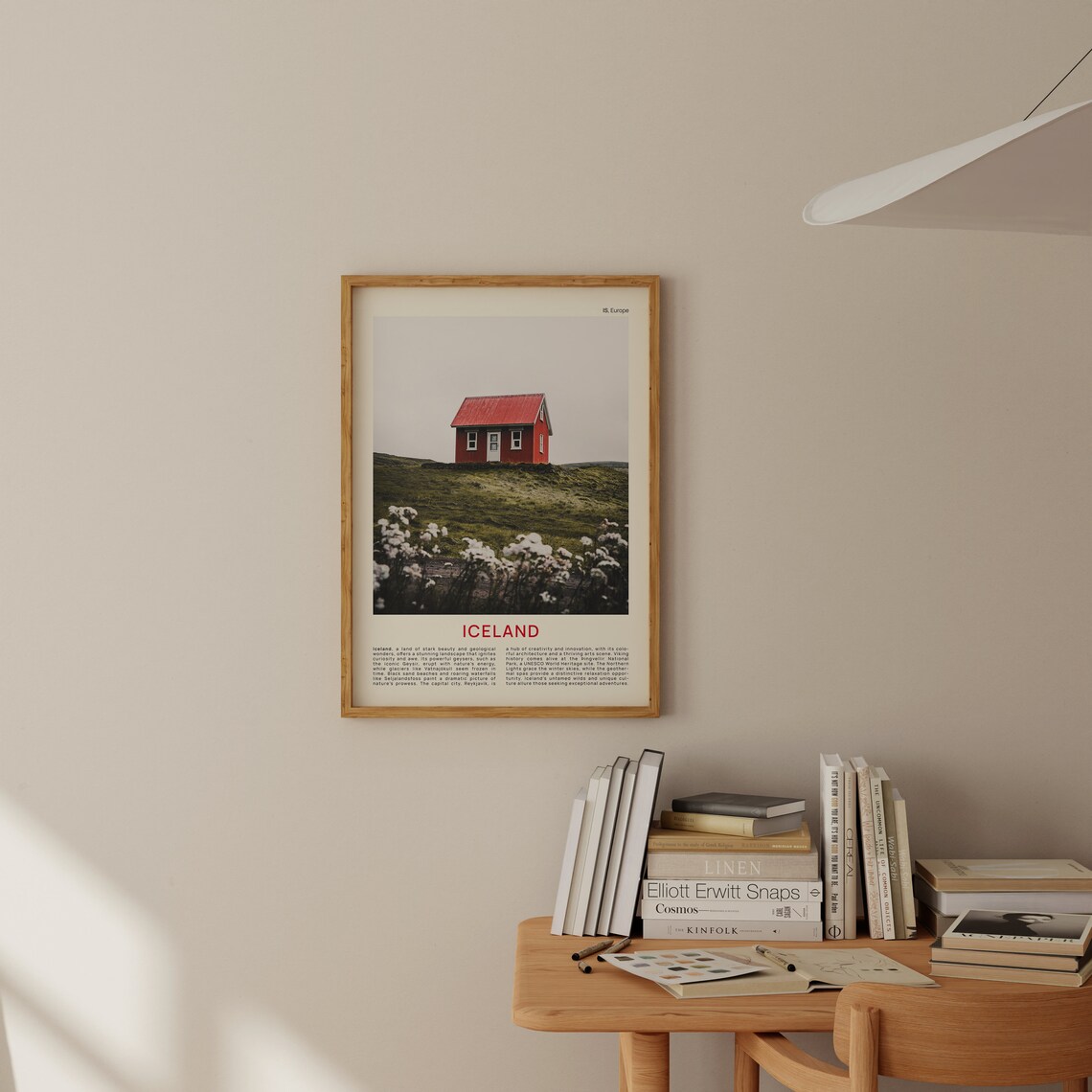Iceland Lone Red Cabin Wildflower Meadow Nordic Landscape Poster - Image 2