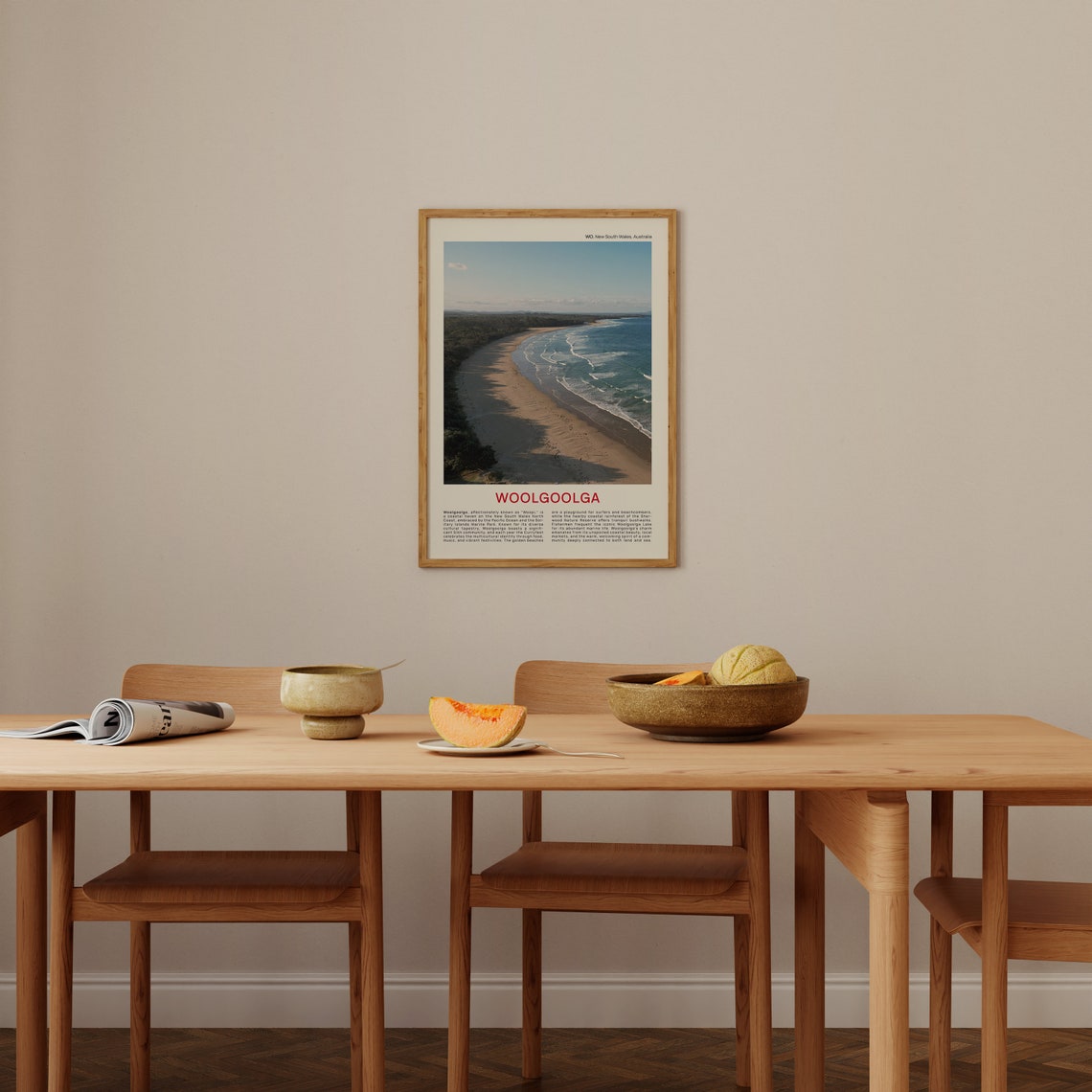 Woolgoolga Australia Aerial View Long Golden Surf Beach Coast Poster - Image 4