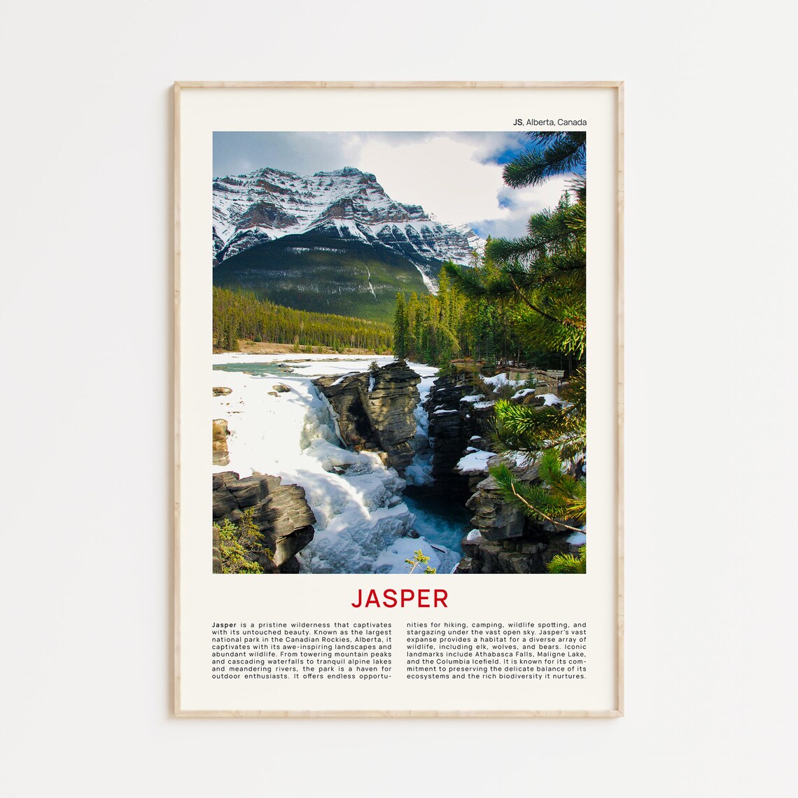 Jasper Alberta Snowy Canyon Waterfall Rocky Mountain Photo Poster