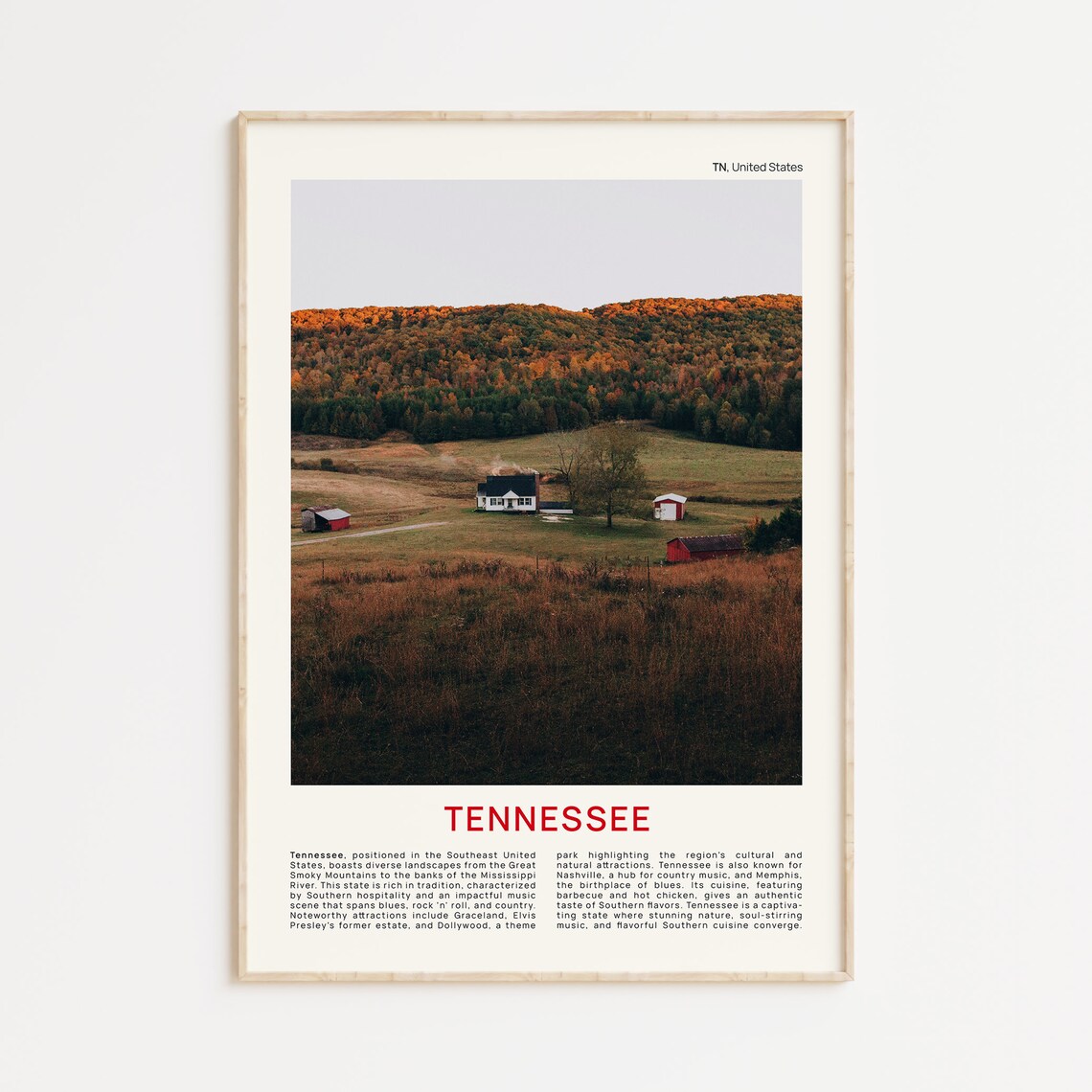 Tennessee Autumn Countryside Farm Valley Film Photo Travel Poster