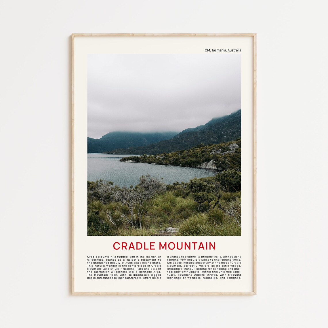 Cradle Mountain Tasmania Misty Lake Film Photo Travel Poster