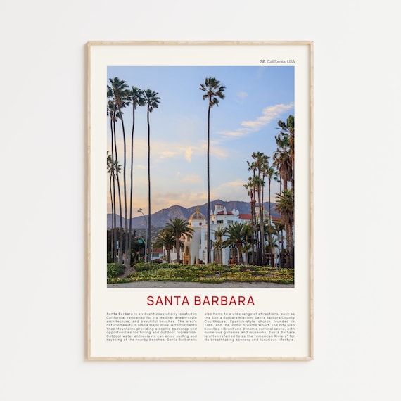 Santa Barbara Palm Trees Mission Architecture California Poster
