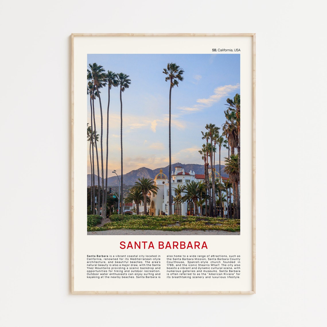 Santa Barbara Palm Trees Mission Architecture California Poster