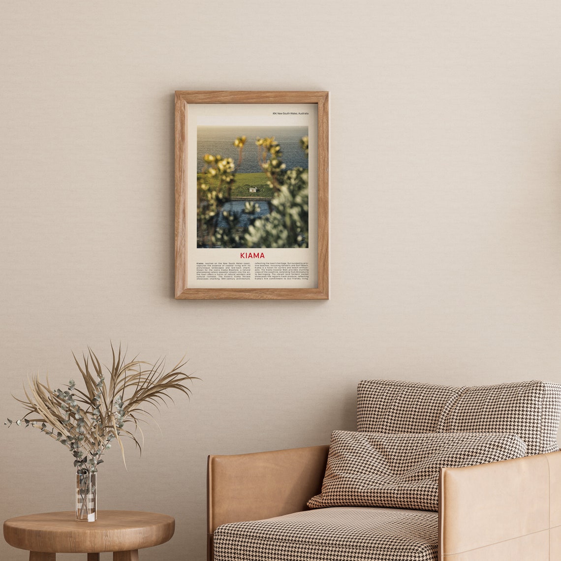 Kiama Australia Ocean Coast Headland View Through White Flowers Poster - Image 3