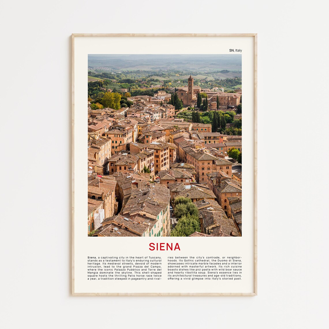 Siena Medieval Rooftops Golden Tuscany Italy Hilltop City Poster