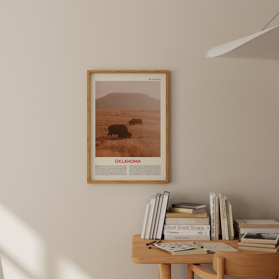 Oklahoma Prairie Buffalo Grazing at Sunset Film Photo Wall Poster - Image 2