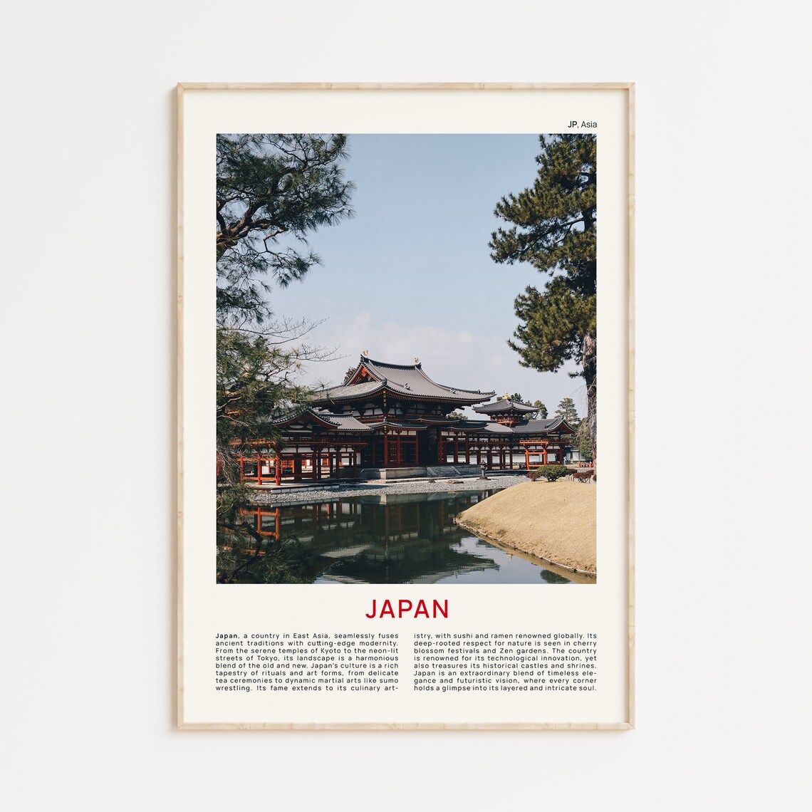 Japan Byodo-in Temple Reflecting Pond Film Photography Travel Poster