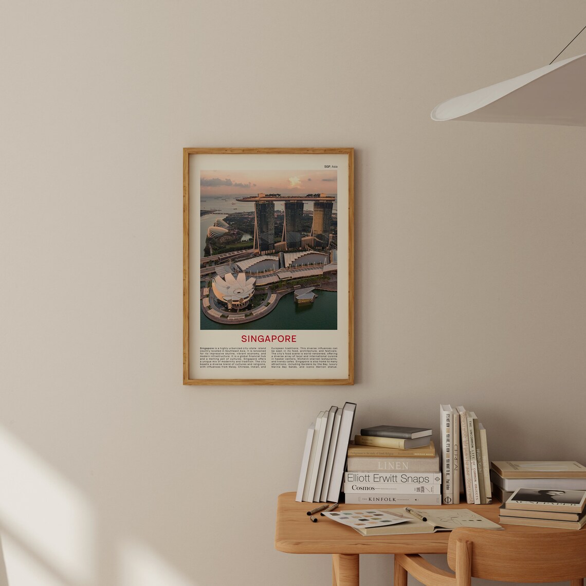 Singapore Marina Bay Sands Sunset Aerial Waterfront Skyline Poster - Image 2