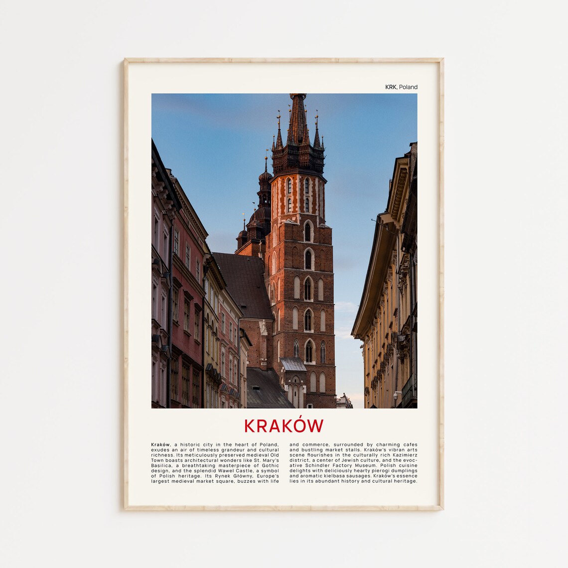 Krakow St Marys Basilica Old Town Street Film Photo Travel Poster