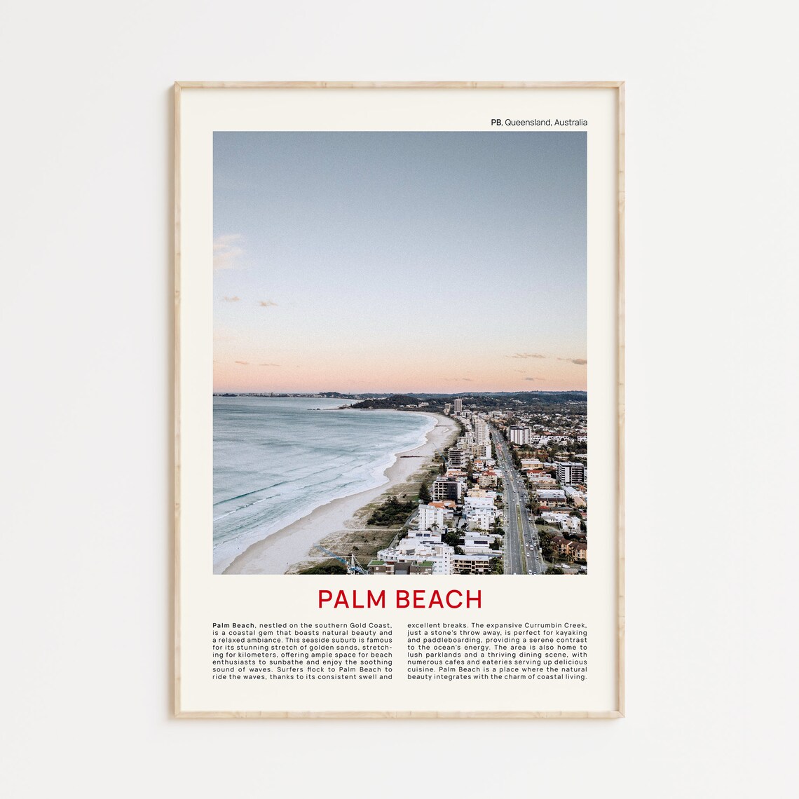 Palm Beach Gold Coast Aerial Shoreline Queensland Australia Print