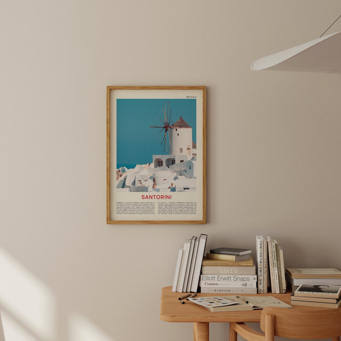 Santorini Greece Windmill Whitewashed Village Photo Travel Poster - Image 2