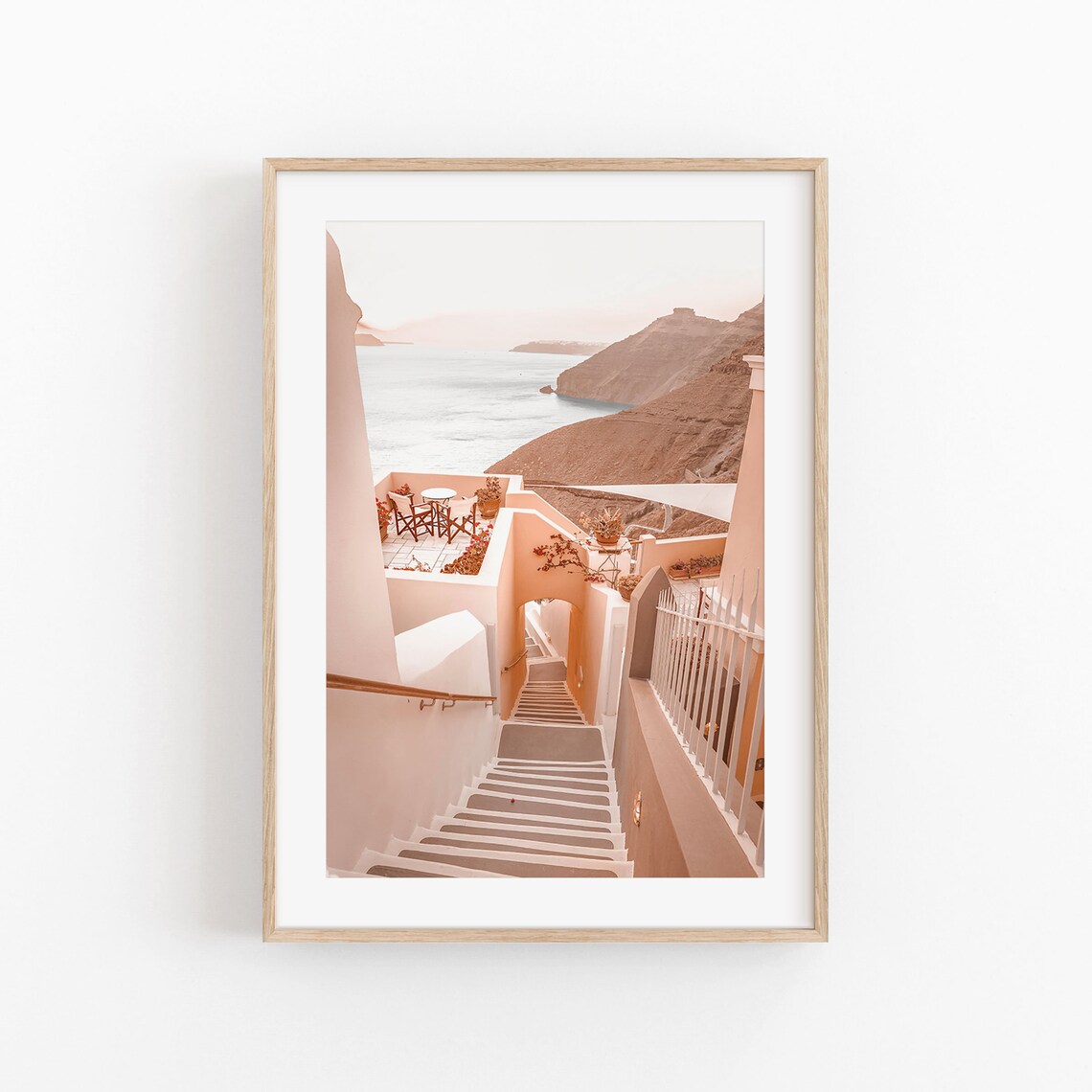 Greece City View Art Print, Santorini Travel Poster