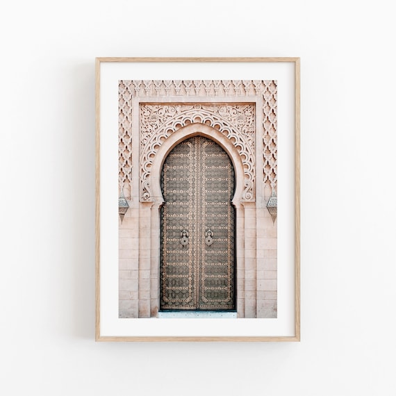 Moroccan Arabic Door Mosaic Art Print, Boho Decor
