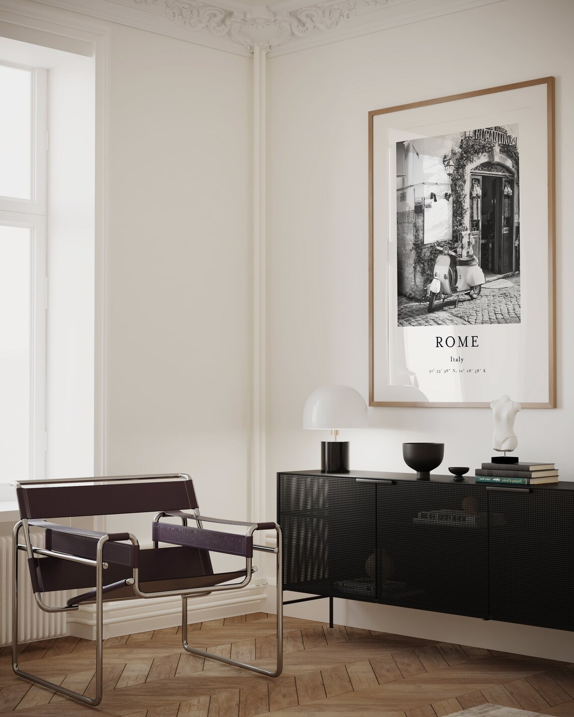 Rome Italy City View Art Print, Black and White - Image 2